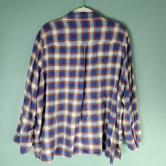 Multiples Womens Linen Floral Embroidered Button Up Plaid Shirt Size 3X Collar - Picture 2 of 5